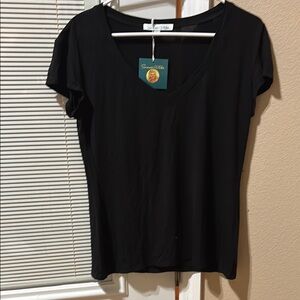 Black V-Neck Women's Top